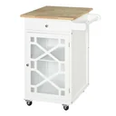 Küchenwagen Rollwagen Servierwagen mit 1 Schublade Schrank für Küchen Gummiholz Kiefernholz MDF Natur+Weiß 63 x 45 x 86 