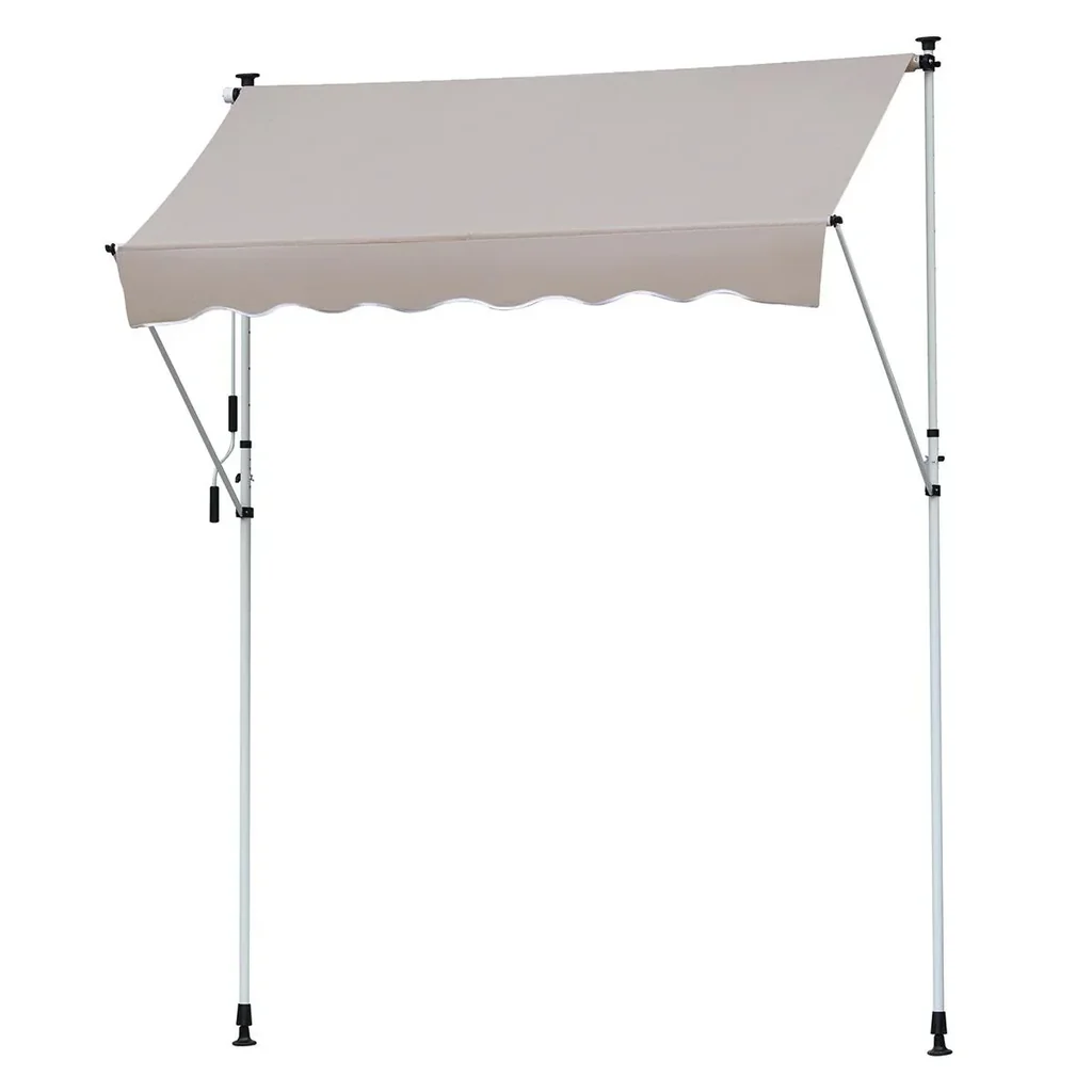 Markise Klemmmarkise Sonnenschutz Faltarm Handkurbel Balkon Alu Cremeweiß 3x1,2cm