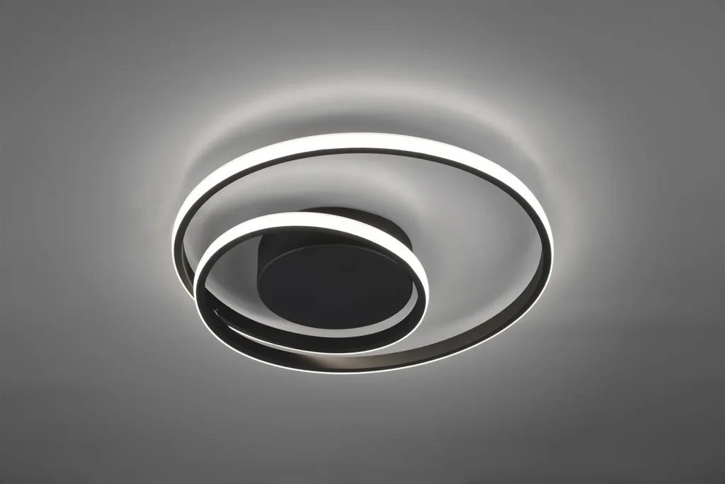 LED-Deckenleuchte ZIBAL, 22 W, 2200 lm, 3000K, Switch-Dimmer, Metall schwarz matt