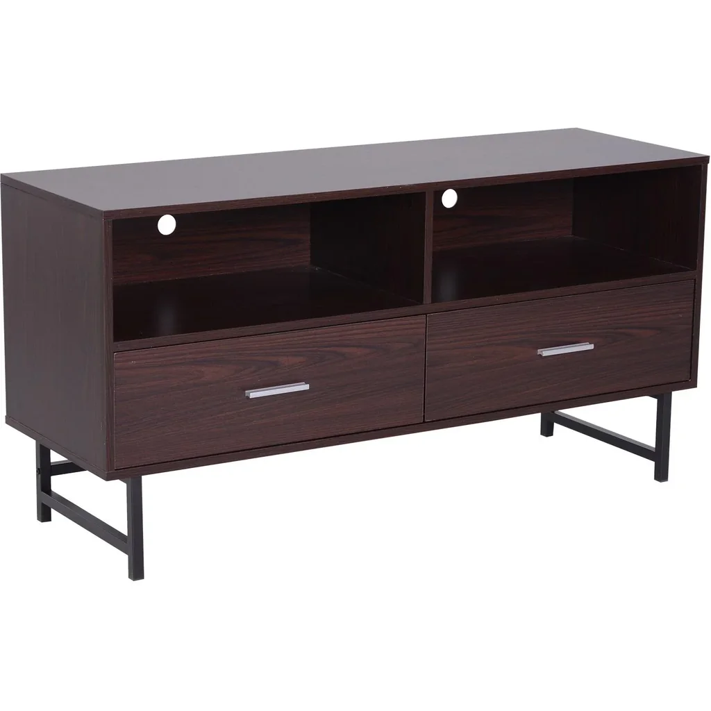 Fernsehtisch TV-kommode Unterschrank 2 x Schublade Holz Dunkelkaffee 120 x 39,5 x 60,5 cm