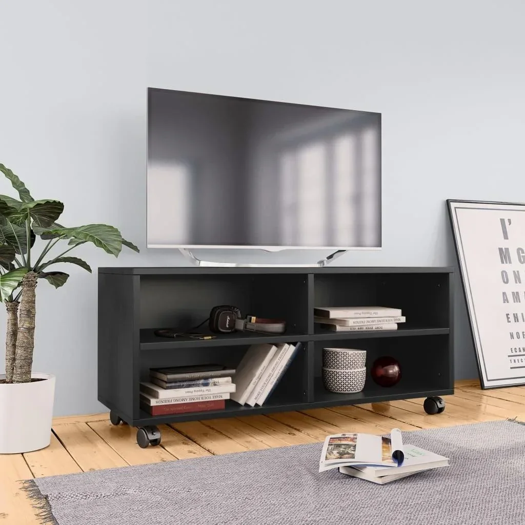 TV-Schrank mit Rollen 90x35x35 cm Spanplatte schwarz
