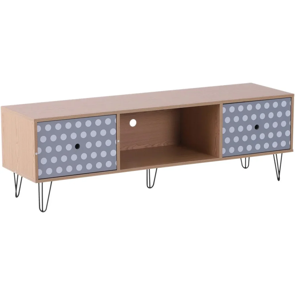 Fernsehtisch Fernsehschrank TV-Board Lowboard Retro-Stil mit Punktmuster Holz 140 x 40 x 44,5 cm