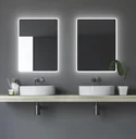 Badezimmerspiegel mit Beleuchtung, "Moon" - 80 x 60 cm - mit umlaufenden Raumlicht - Lichtfarbe neutralweiß