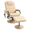 Massagesessel Relaxsessel Fernsehsessel TV Sessel mit Massagefunktion inkl. Hocker Kunstleder Cremeweiß 77 x 84 x 95 cm