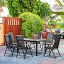 Garten-Set 7-teilig - klappbar - Aluminium/Mesh - Schwarz