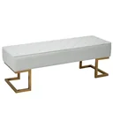 Sitzbank für Schlafzimmer Truhenbank Bettbank Wohnzimmer Kunstleder Metall Weiß+Gold 120 x 43 x 42 cm
