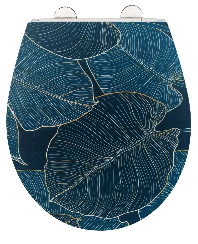 Premium WC-Sitz Big Leaves mit Relief, aus antibakteriellem Duroplast, mit Absenkautomatik