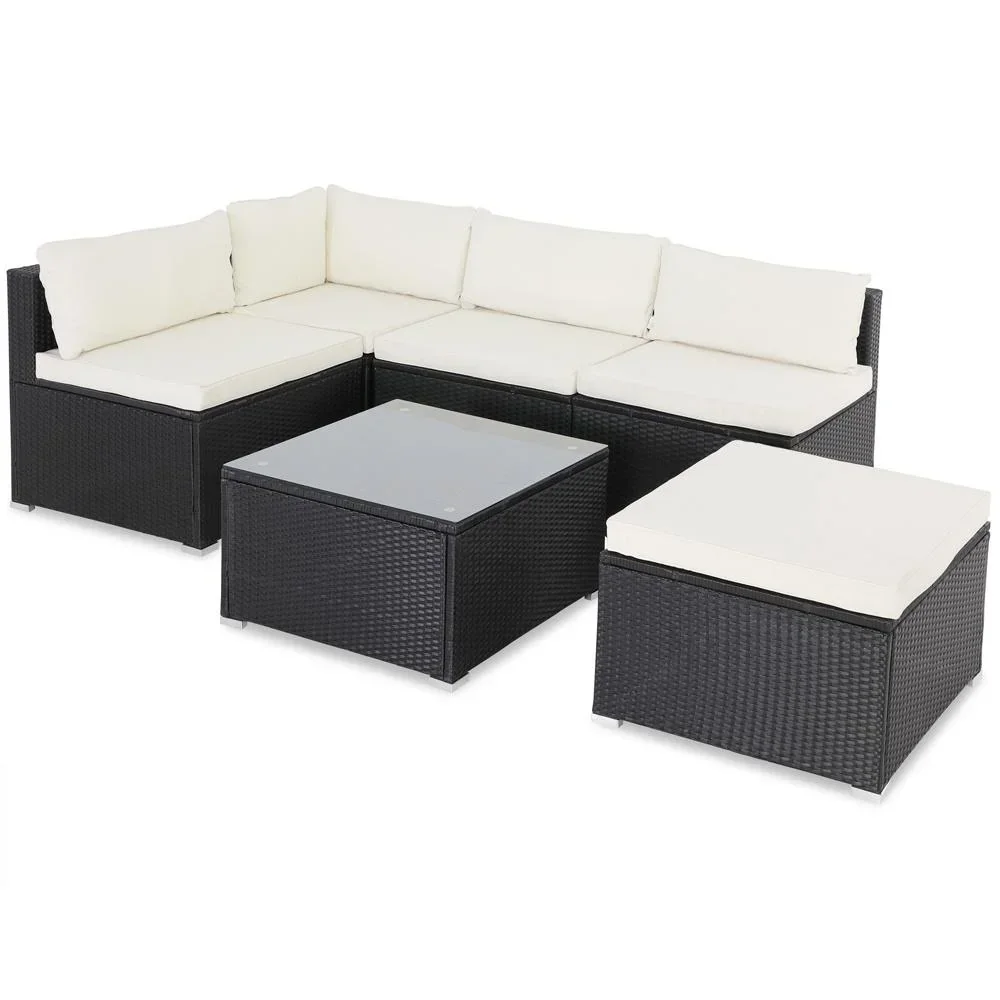 Polyrotan Lounge-Set 16-Sitzer - Schwarz