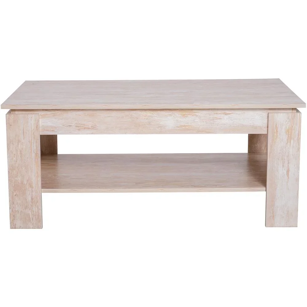 Couchtisch Beistelltisch Kaffetisch mit Ablage Pinie Holz 110 x 65 cm