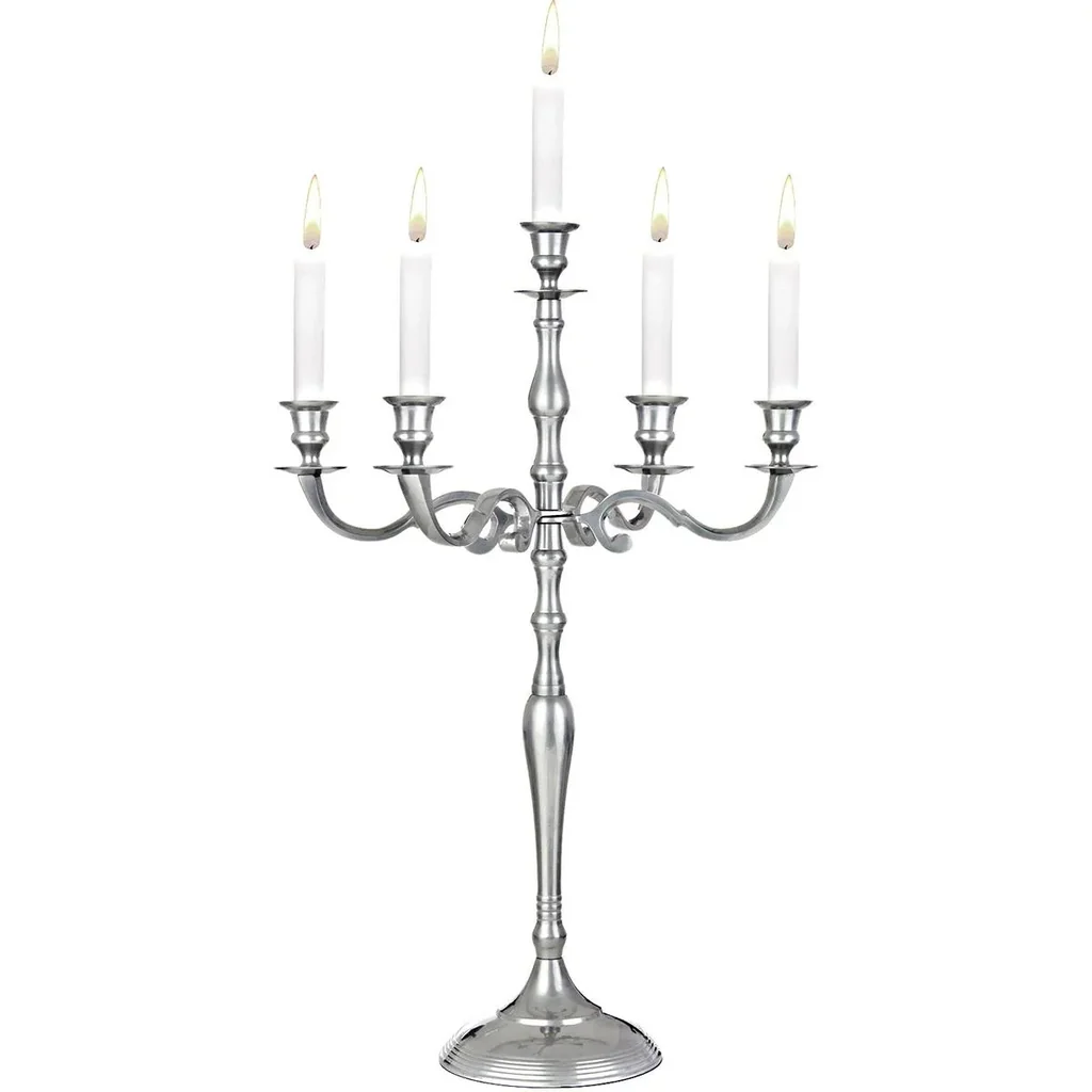 Kerzenleuchter 5-armig 78cm Aluminium vernickelt silber