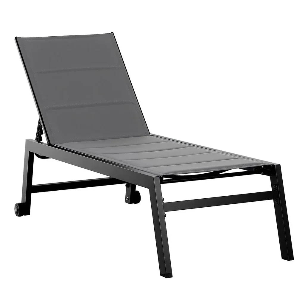 Sonnenliege Alu Gartenliege Relaxliege Garten 5-stufige Rückenlehne verstellbar Stahl Texteline Schaumstoff Grau 168 x 7