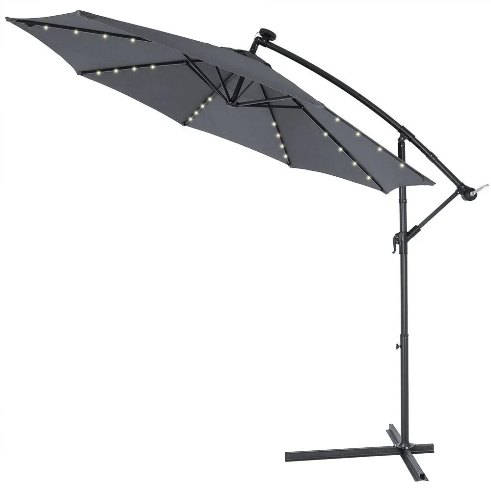 Sonnenschirm Mali mit LED-Beleuchtung schwenkbar anthrazit - Ø 3,3m