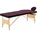 Klappbarer Massagetisch mit 3 Zonen, Holz lila