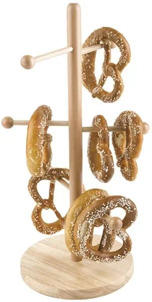 Brezel- oder Wurstständer - Verkaufsständer Buchen-Holz versiegelt, Fuß Ø 22 cm, Höhe 50cm