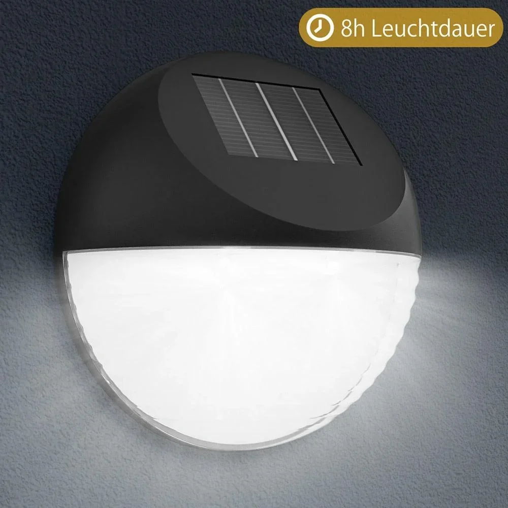 LED Solar Lampe - Wandleuchte 6er Set - Durchmesser 11cm