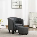Schalensitz mit Fußhocker Kunstleder grau