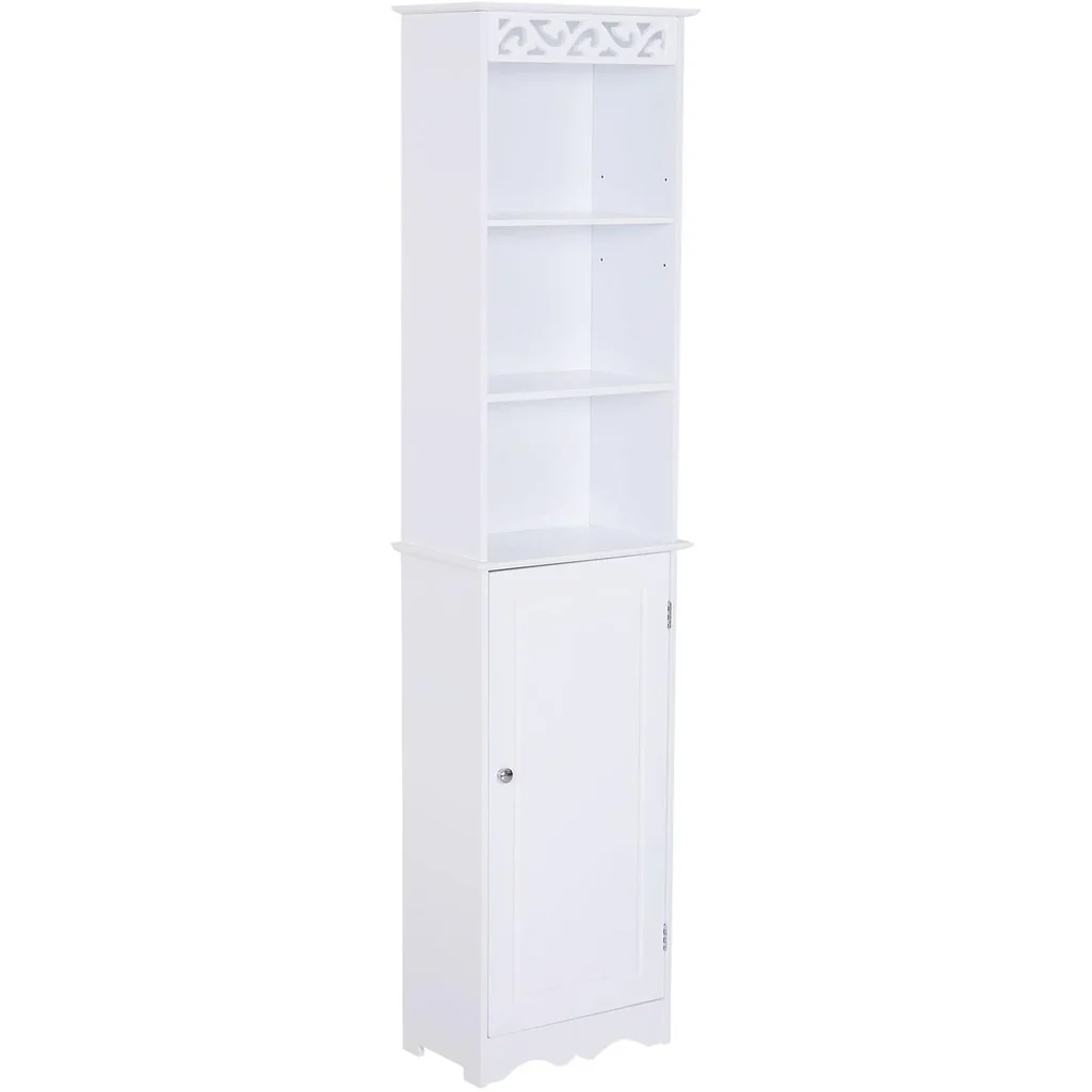 Badschrank Wäscheschrank Standregal Aufbewahrung 6 Fächer MDF Weiß 40 x 23 x 160 cm