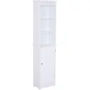Badschrank Wäscheschrank Standregal Aufbewahrung 6 Fächer MDF Weiß 40 x 23 x 160 cm