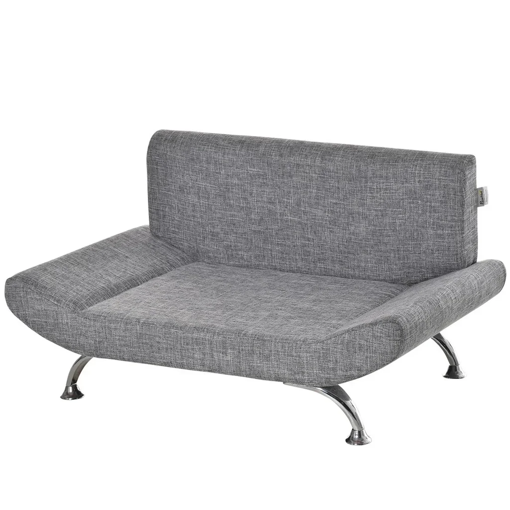 Haustiersofa Hundesofa Hundebett für Katzen Hunde mit dicker Schaumstoff Weichheit modernes Design Grau 84 x 56 x 46 cm