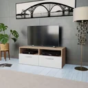 TV-Schrank 95x35x36 cm Spanplatte eichefarben und weiß