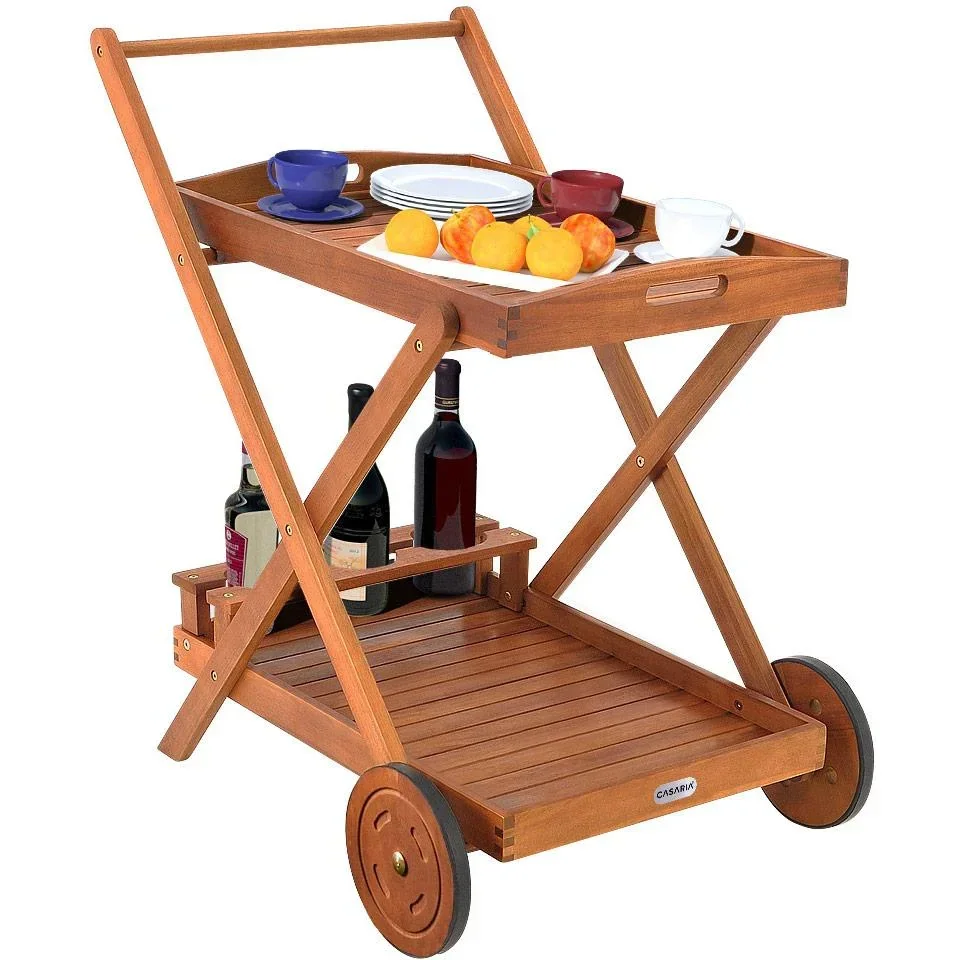 Wagen mit Rädern aus Akazienholz