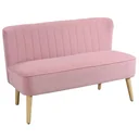 2-Sitzer Stoffsofa Polstersofa Sitzmöbel Loungesofa Holz Schaumstoff Samtartiges Polyester Rosa 117 x 56,5 x 77 cm