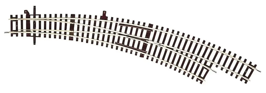Bogenweiche rechts BWr5/6 ohne Antrieb, Radius des Stammgleises und des Abzweiggleises 542,8 mm (R5), Bogenwinkel 30°