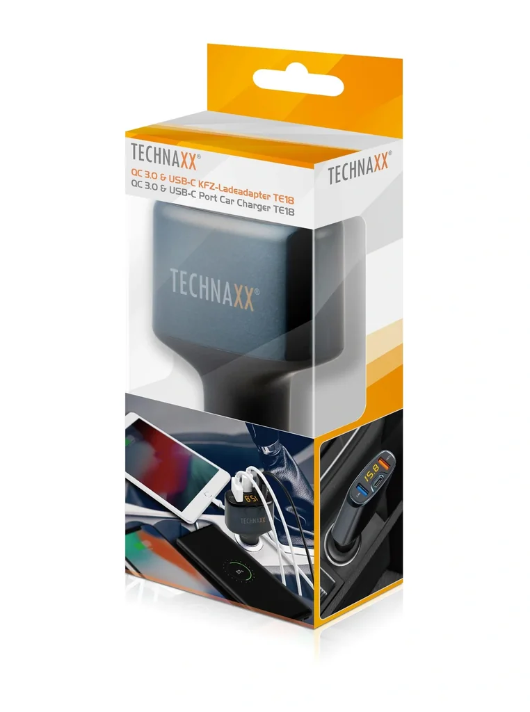 QC 3.0 & USB-C KFZ-Ladeadapter TE18