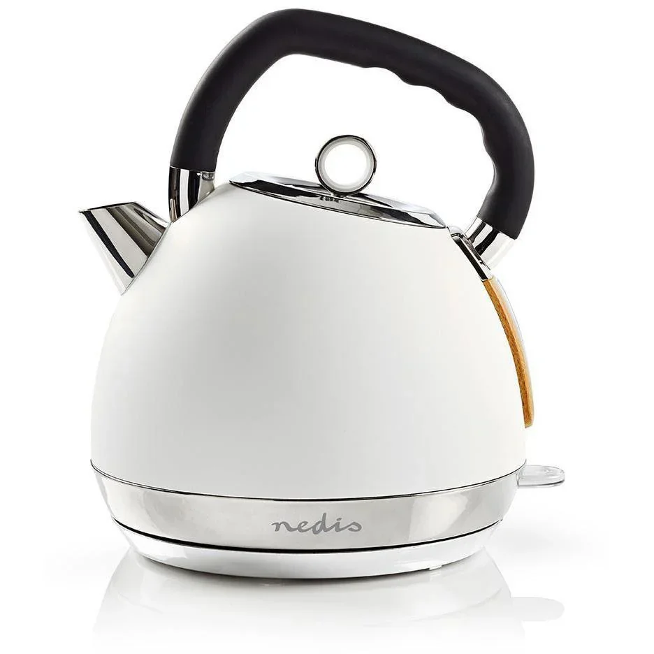 Nedis Wasserkocher - 2200W - 1.8L - Soft-Touch - Weiß - 360-Grad-Drehung - Kochtrockenschutz