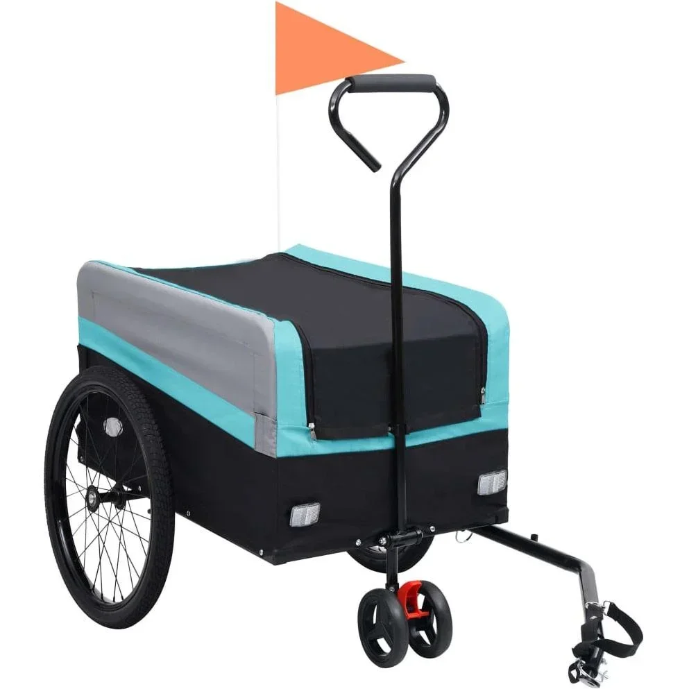 Fahrradanhänger 2-in-1-Läufer XXL blau-grau und schwarz