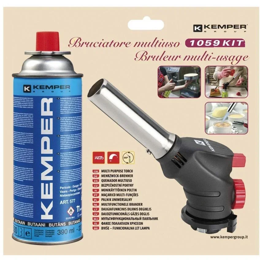 Multifunktionaler Crème-brulee-Brenner - einstellbare Flamme - mit Flammensperre