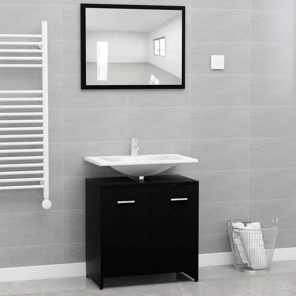 Badezimmerschrank-Set schwarz