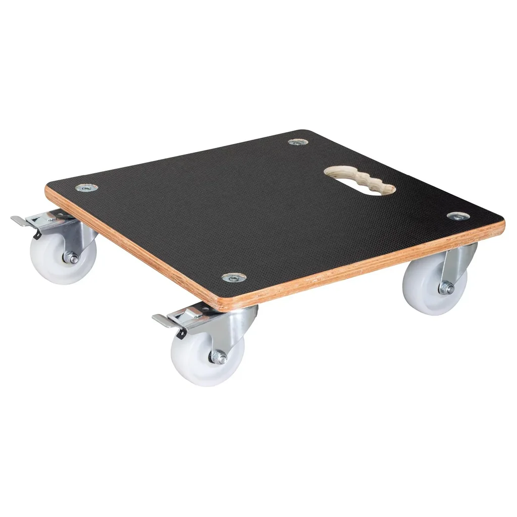 Multi Roller MR 1338, 38 x 38 x 11 cm, harte Rollen Ø 75 mm, Rollenlager, 2 Bremsen, Maxigrip FSC®, Tragkraft 300 kg