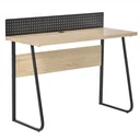 Schreibtisch Bürotisch Computertisch mit Stecktafel Kabelmanagement-Loch für Zettel Pendant Spanplatte Metall Naturholz+
