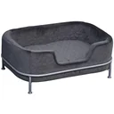 Hundesofa mit Rückenlehne Haustiersofa mit Metallbeinen Hundebett Weichem Bezug Katzensofa Metall Grau 63,5 x 43 x 24,5