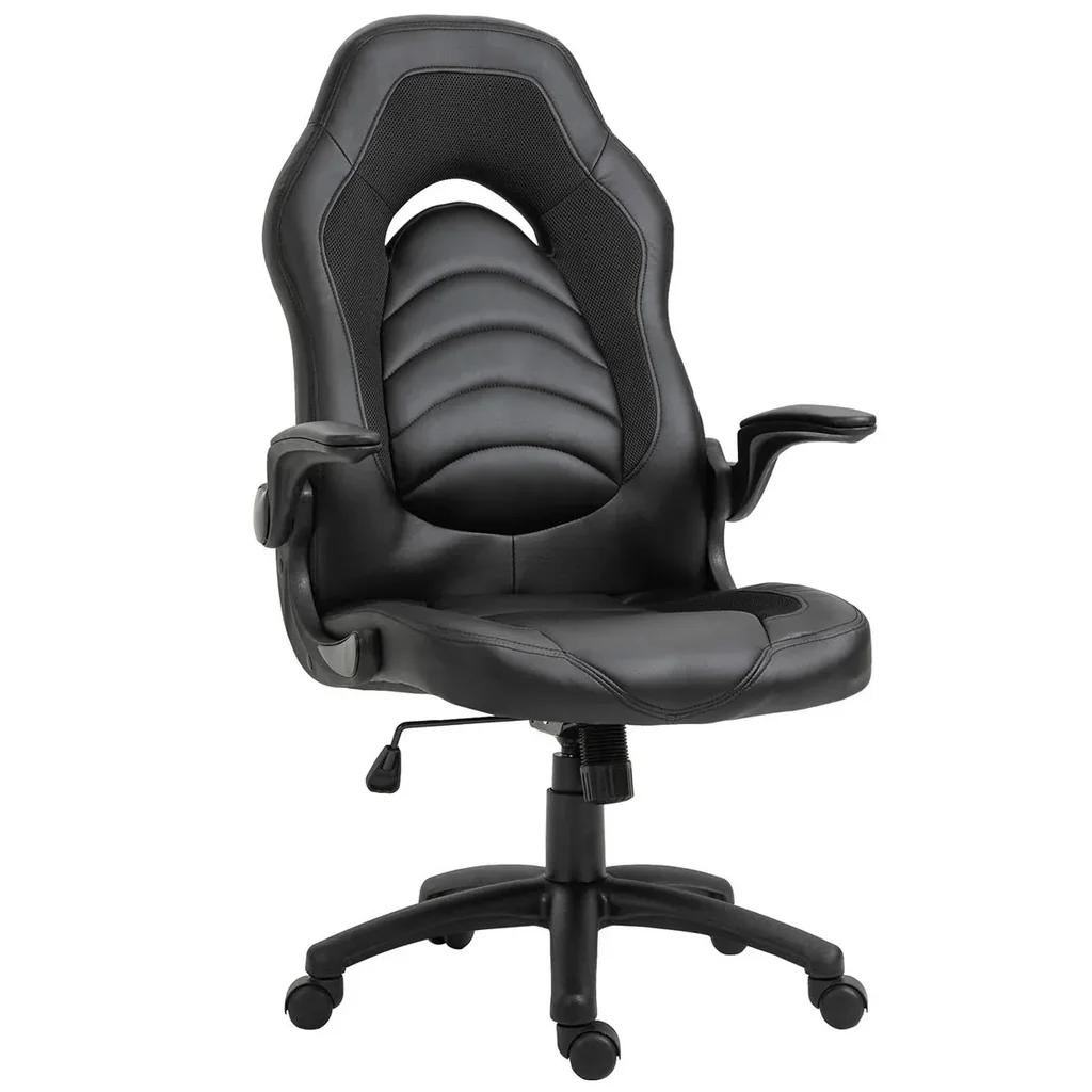 Gamingstuhl mit Wippfunktion höhenverstellbarer Bürostuhl ergonomischer Schreibtischstuhl Home-Office Schaumstoff Kunstl