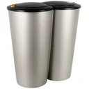 Doppelmülleimer Small 2 x 25L für getrennten Abfall - Kunststoff silber