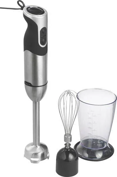 Turbo Stabmixer-Set Edelstahl, 1000 Watt, mit Rührbecher, Deckel & Rührbesen