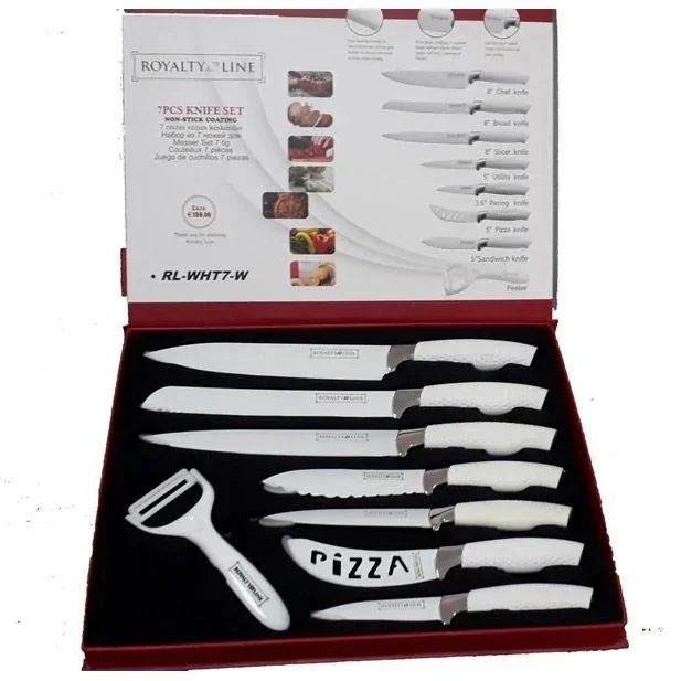 RL-BLK7W - 7-teiliges Messerset mit Antihaftbeschichtung - Weiß