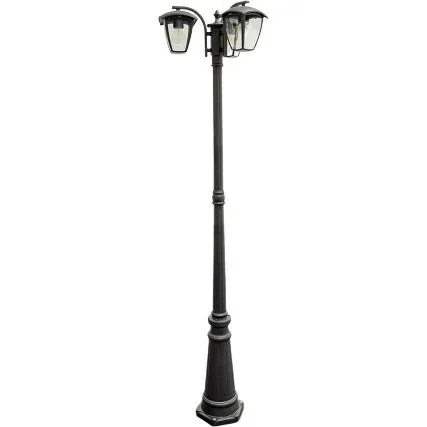 VT-740 Gartenmast im Freien - 3 Köpfe - klassischer Laternenmast - 199 cm - E27 Beschlag - Aluminium