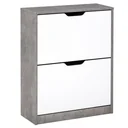 Schuhschrank Schuhregal Schuhbank mit 2 Kippschubladen Einfaches Design E1 Spanplatte Grau+Weiß 62,5 x 26 x 81 cm
