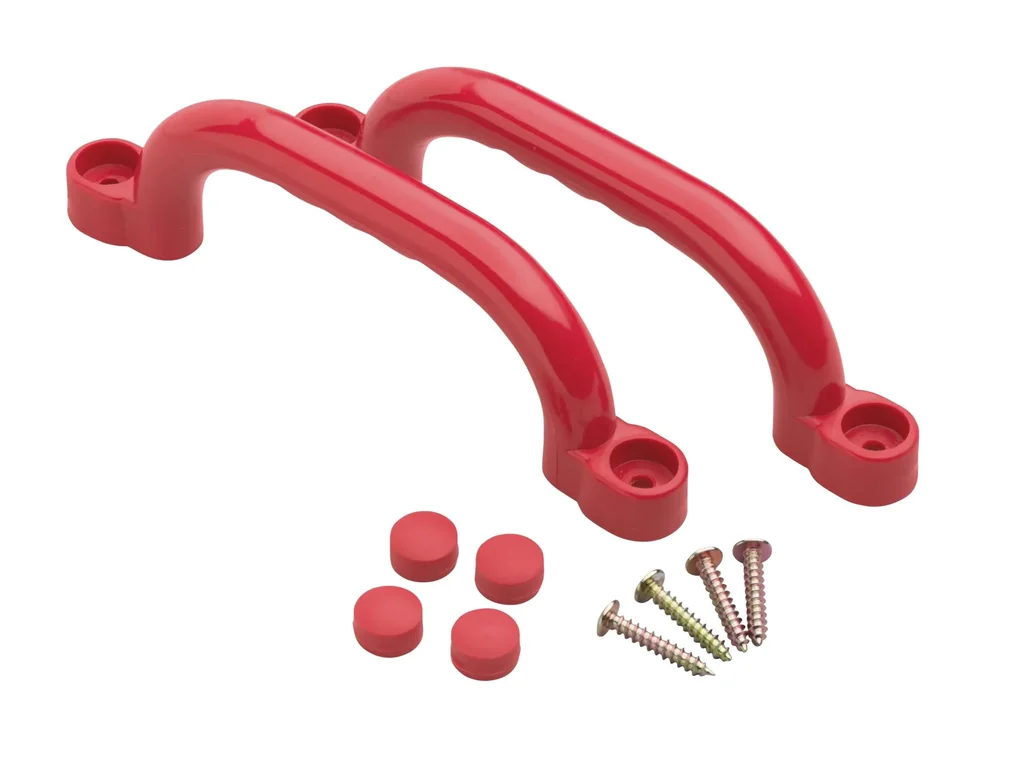 Kunststoff - Handgriffe 2 Stück in Rot, 247 mm, inkl. Befestigungsmaterial für Spielanlagen