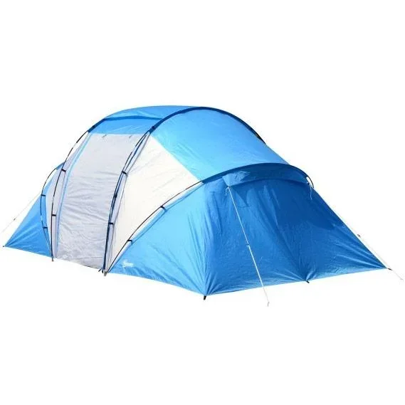 Campingzelt Familienzelt mit 2 Schlafkabinen Blau L460 x B230 x H195cm