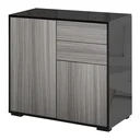 Standschrank Aufbewahrungsschrank Mehrzweckschrank Aktenschrank Kommode 2 Schublade 2 Türen E1 Spanplatte Schwarz+Grau