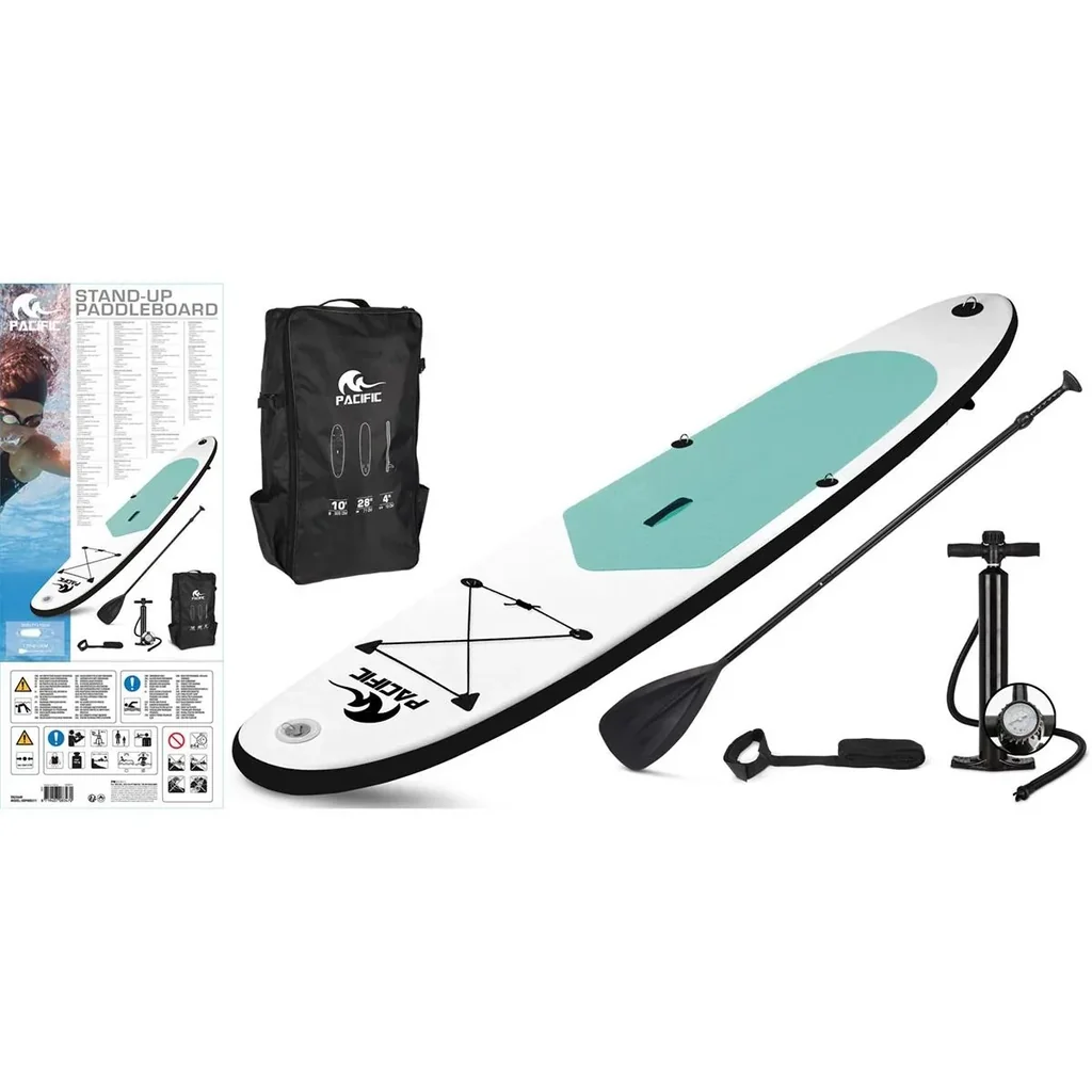 Pacific aufblasbares SUP Board - 305 cm - 6er Set - Weiß/Grün