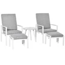 5-teiliges Gartenmöbel Set mit Rückenkissen Sitzkissen Balkonmöbel mit 3-stufig verstellbare Rücklehne Hartglas Aluminiu