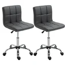 2er-Set Arbeitshocker mit Rückenlehne Rollhocker aus Kunstleder Drehhocker mit Lehne Kosmetikhocker 80-95 cm höhenverste