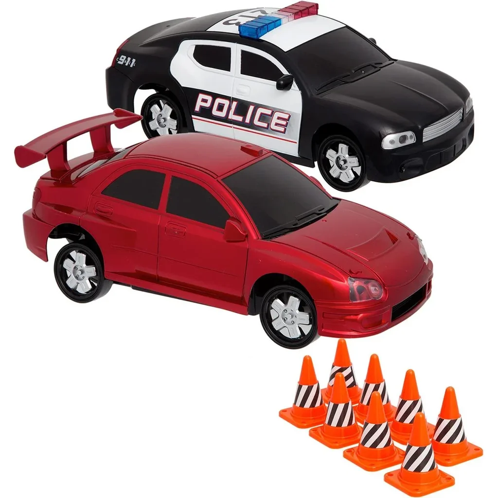 Sharper Image RC Rennset Polizei und Rennwagen 2 Spieler mit Spielfiguren