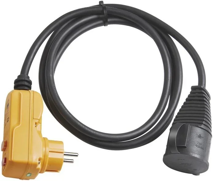 Schutzadapterkabel FI IP44 2m schwarz