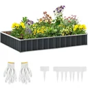 Hochbeet aus Stahl DIY Gartenbeet mit T-Form-Pflanzenschilder Handschuhe Pflanzenbeet Kräuterbeet Blumentreppe für Balko